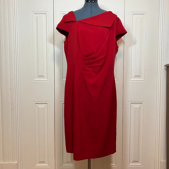 Chelsea Rose Red Dress w Asymmetrical Neckline  Sz 16 - Picture 1 of 6